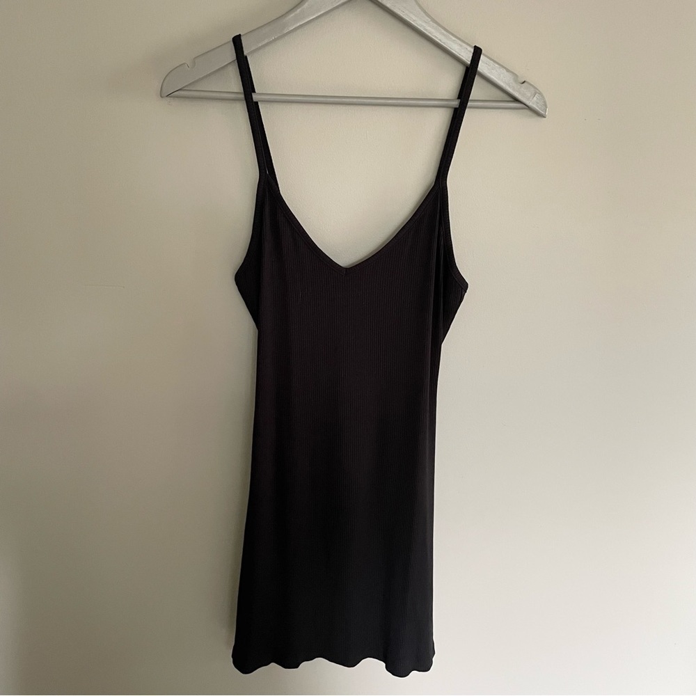 NWOT | Black | Ribbed | Fitted | Low Back | Crisscross | Mini Dress | Size Small